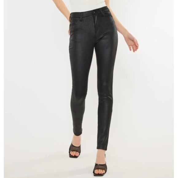 KanCan Jeans Carly Black Faux Leather Super Skinny Pants – Size 3/25 - Picture 1 of 15